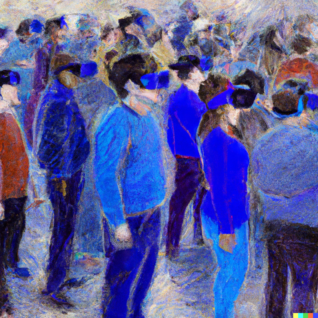 an-impressionist-style-drawing-of-someone-watching-a-group-of-people-in-the-metaverse.-Several-of-the-people-are-wearing-VR-headsets.